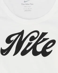 NIKE - T shirt bianca da donna in tessuto traspirante con logo nero