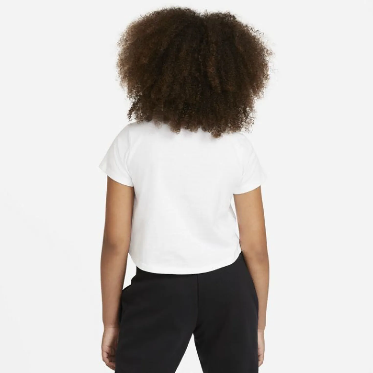 NIKE - T shirt cropped da bambina bianca con logo nero
