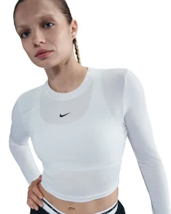 NIKE- T-SHIRT DONNA MANICA LUNGA SPORTSWEAR  BIANCA  CHILL KNIT, HF5322-102