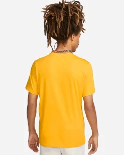 NIKE - T shirt girocollo da uomo gialla con logo bianco