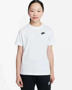 NIKE - T shirt loose fit da bambina bianca con logo nero
