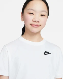 NIKE - T shirt loose fit da bambina bianca con logo nero