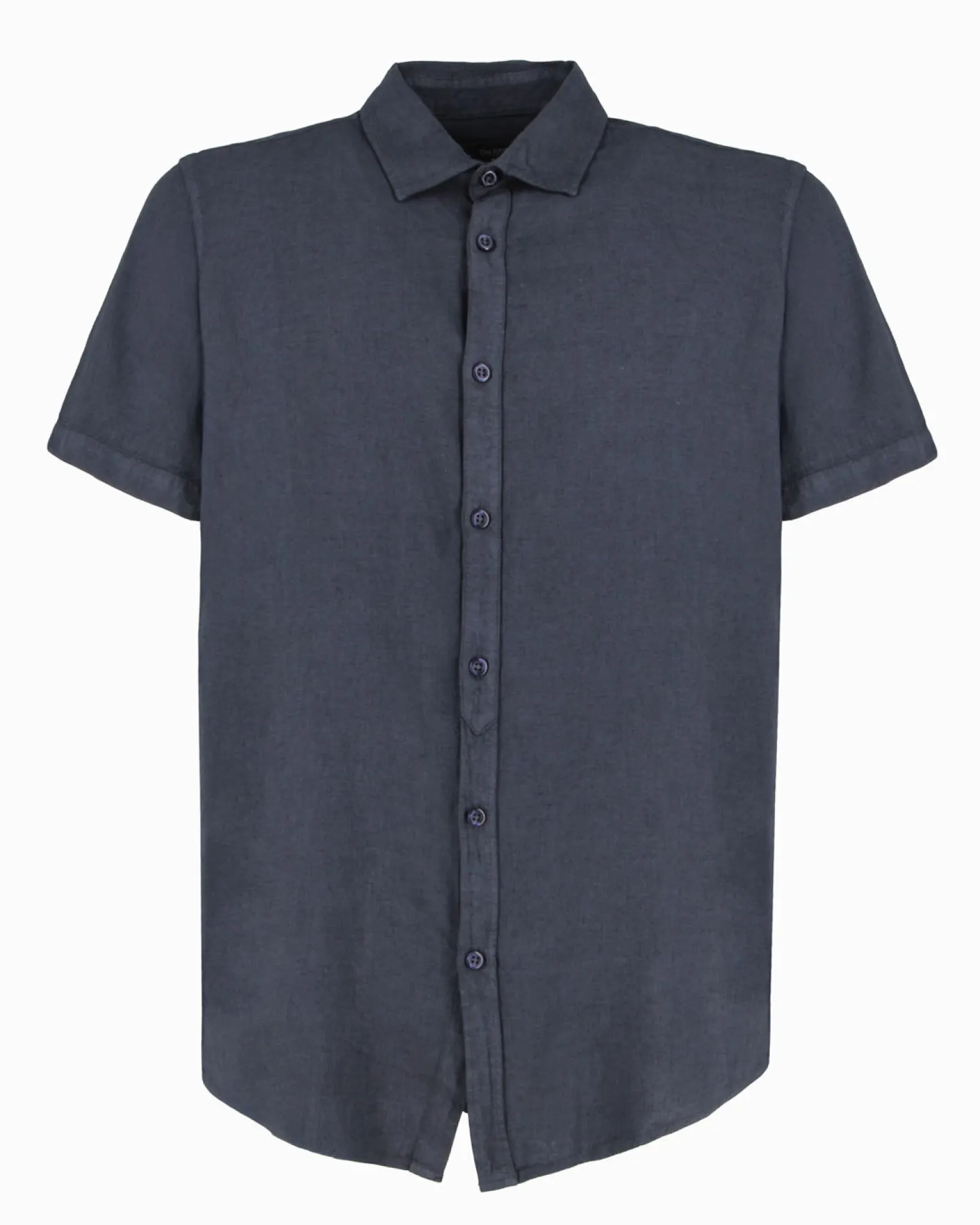 ON SPIRIT - Camica mezza manica collo classico blu lino-viscosa