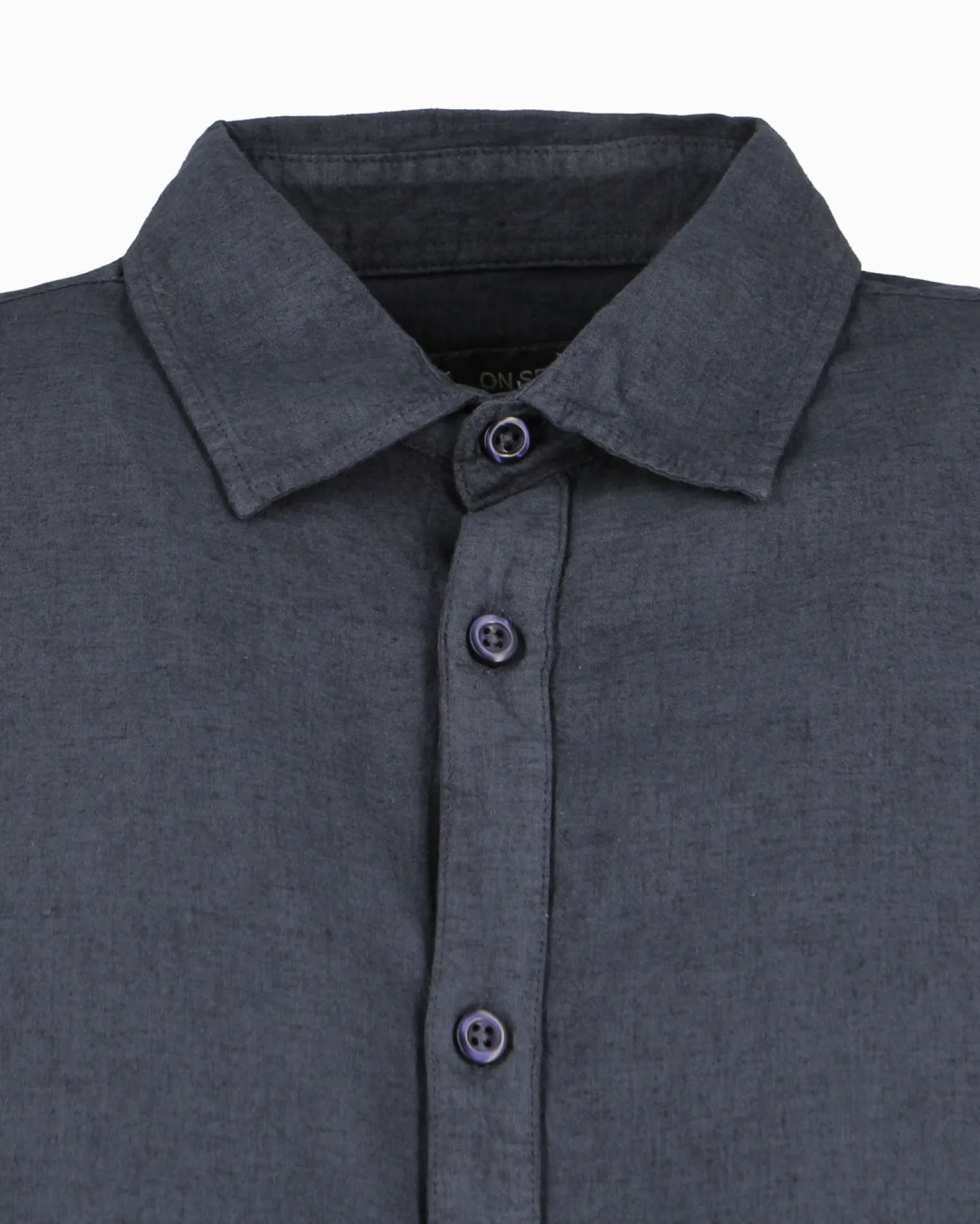 ON SPIRIT - Camica mezza manica collo classico blu lino-viscosa