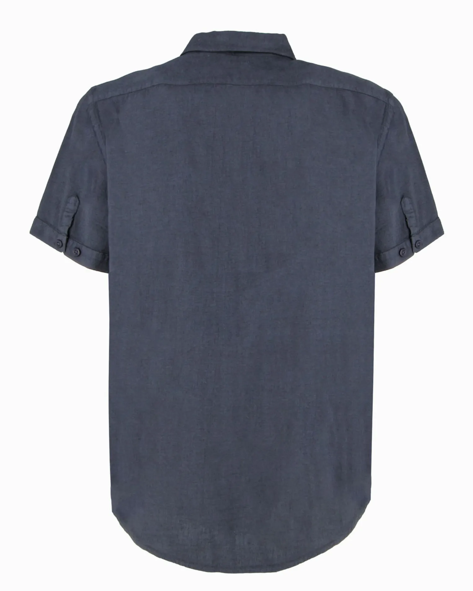 ON SPIRIT - Camica mezza manica collo classico blu lino-viscosa