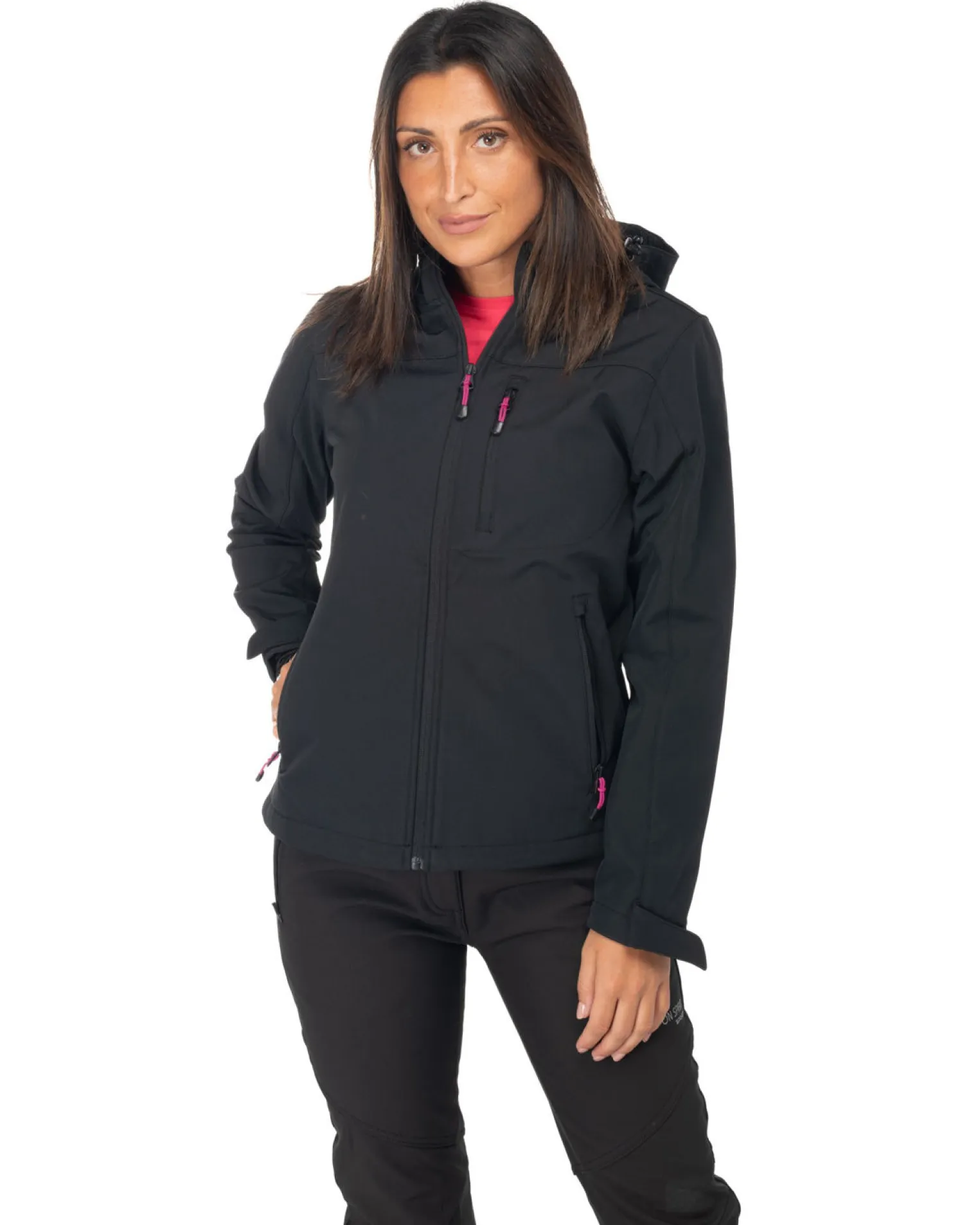 ON SPIRIT - GIACCA DONNA CON CAPPUCCIO SOFTSHELL NERA - CLELIA