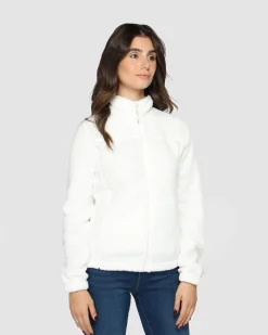 ON SPIRIT - Giacca sherpa da donna bianca in pile con zip frontale - AQUILEGIA