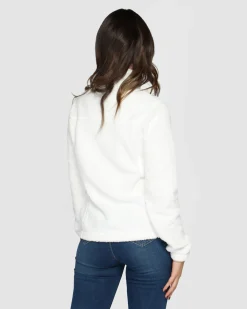 ON SPIRIT - Giacca sherpa da donna bianca in pile con zip frontale - AQUILEGIA