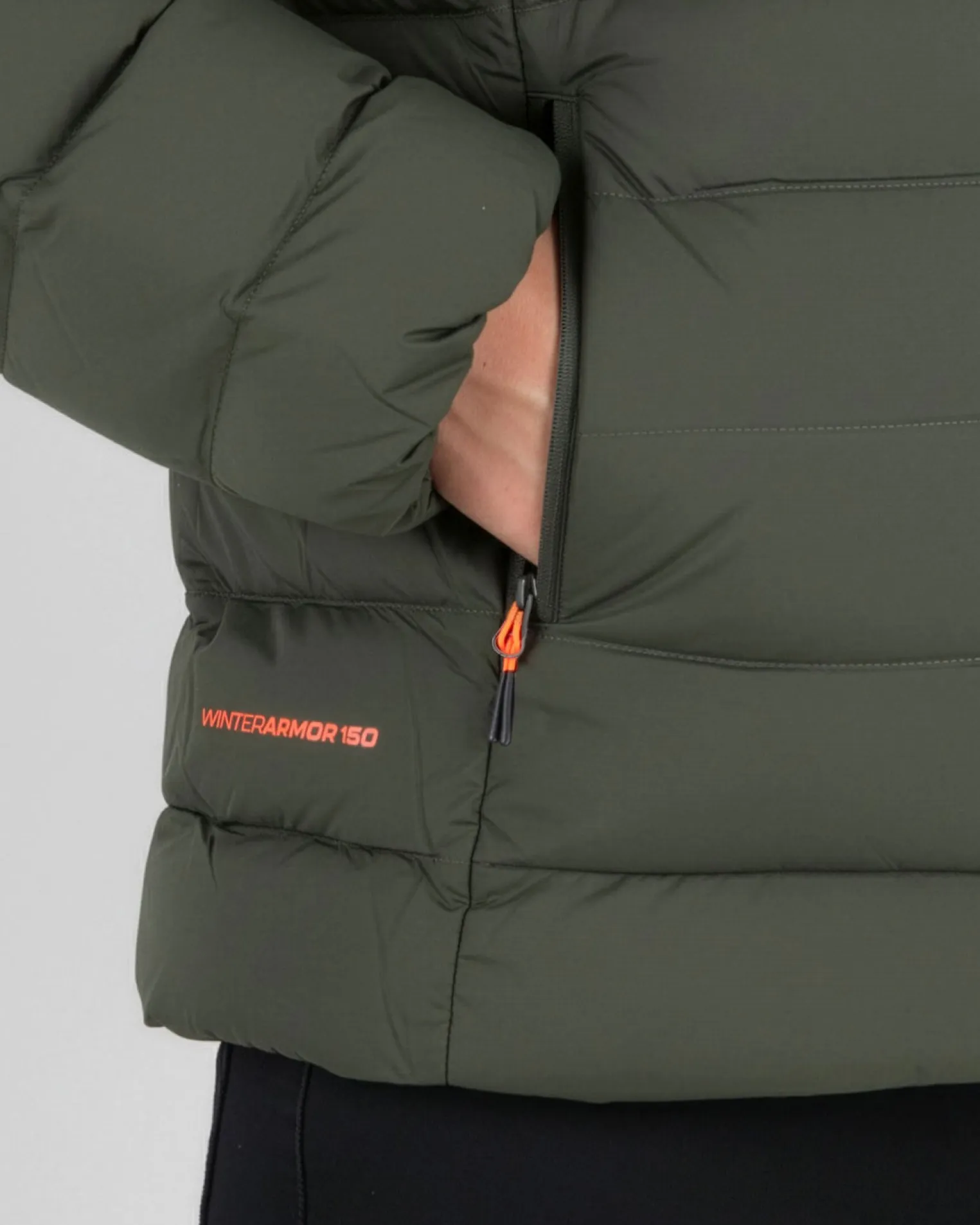 ON SPIRIT - GIUBBINO CON CAPPUCCIO FULL ZIP DA UOMO VERDE CON DETTAGLI ARANCIONI FLUO, LEANDRO