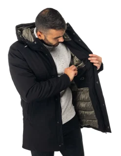 ON SPIRIT - Giubbotto parka da uomo nero in SOFTSHELL idrorepellente antivento e traspirante con cappuccio e zip frontale - ERIC