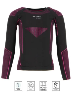 ON SPIRIT - MAGLIA TERMICA KIDS NERA E FUXIA PARIS - AG00090