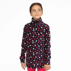 ON SPIRIT - Micropile da bambina blu con fantasia a cuori e mezza zip frontale - GRACE