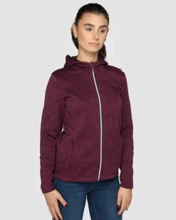 ON SPIRIT - Pile da donna viola melange con cappuccio e zip frontale - LORETTA