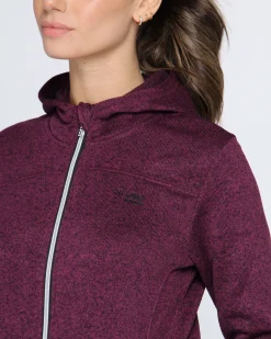 ON SPIRIT - Pile da donna viola melange con cappuccio e zip frontale - LORETTA