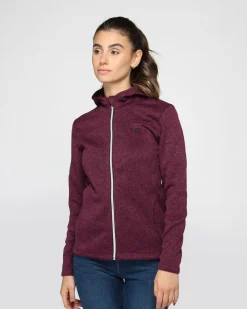 ON SPIRIT - Pile da donna viola melange con cappuccio e zip frontale - LORETTA