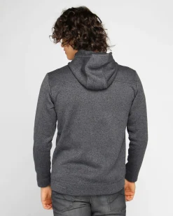 ON SPIRIT - Pile da uomo nero melange con zip frontale e cappuccio - LUIGI