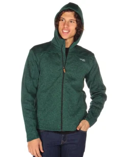 ON SPIRIT - Pile da uomo verde melange con zip frontale e cappuccio - LUIGI