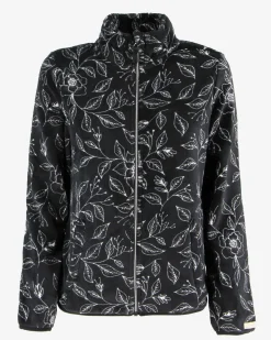 ON SPIRIT - PILE DONNA FULL ZIP NERO E FIORI BIANCHI- ANIA