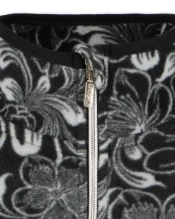 ON SPIRIT - PILE DONNA FULL ZIP NERO E FIORI BIANCHI- NADIA