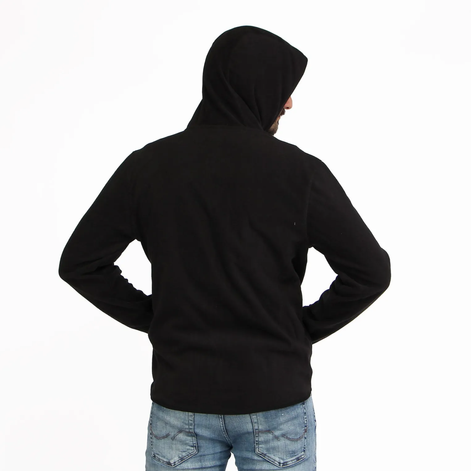 ON SPIRIT - PILE UOMO CON CAPPUCCIO FULL ZIP NERO - ANDREA