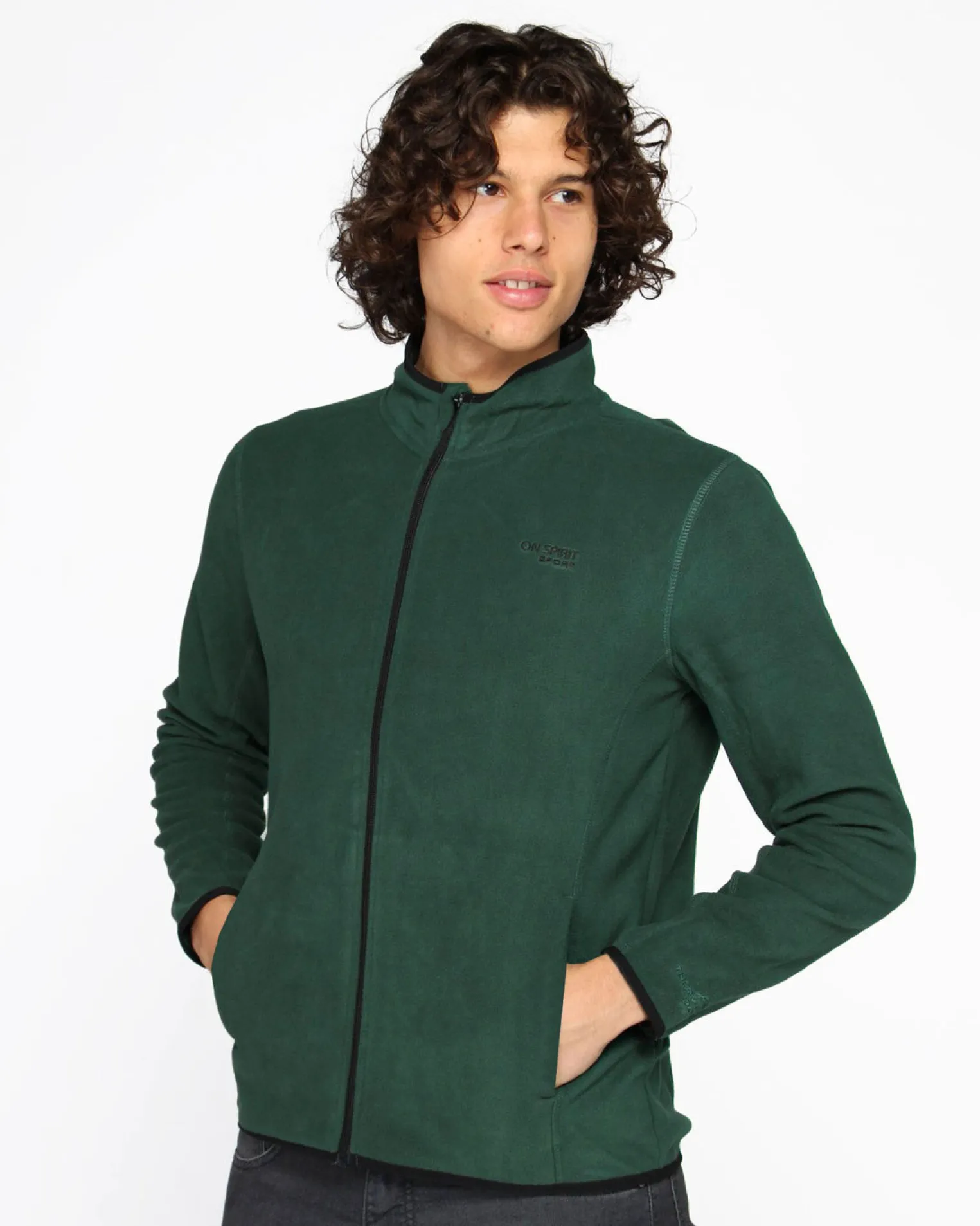 ON SPIRIT - PILE UOMO FULL ZIP VERDE - EMILIO