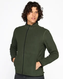 ON SPIRIT - PILE UOMO  FULL ZIP  VERDE MILITARE- EMILIO