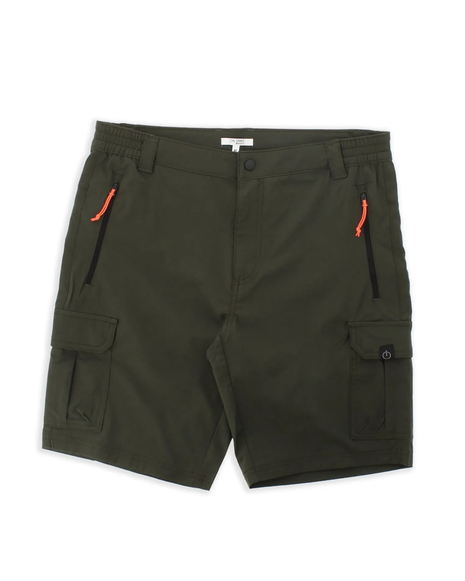 ON SPIRIT - SHORT CARGO CON TASCONI VERDE SCURO CON DETTAGLI ARANCIONE FLUO E NERI, SANCHO