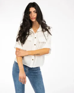 PAQUITA - CAMICIA MANICA BOTTONI IN ORO