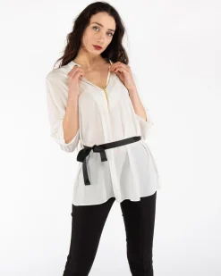PAQUITA - CAMICIA MANICA 3/4 SCOLLO A V CON CATENA