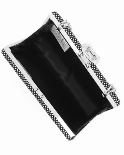 Pochette clutch nera con strass argento e chiusura tre anelli con strass - DIVAS