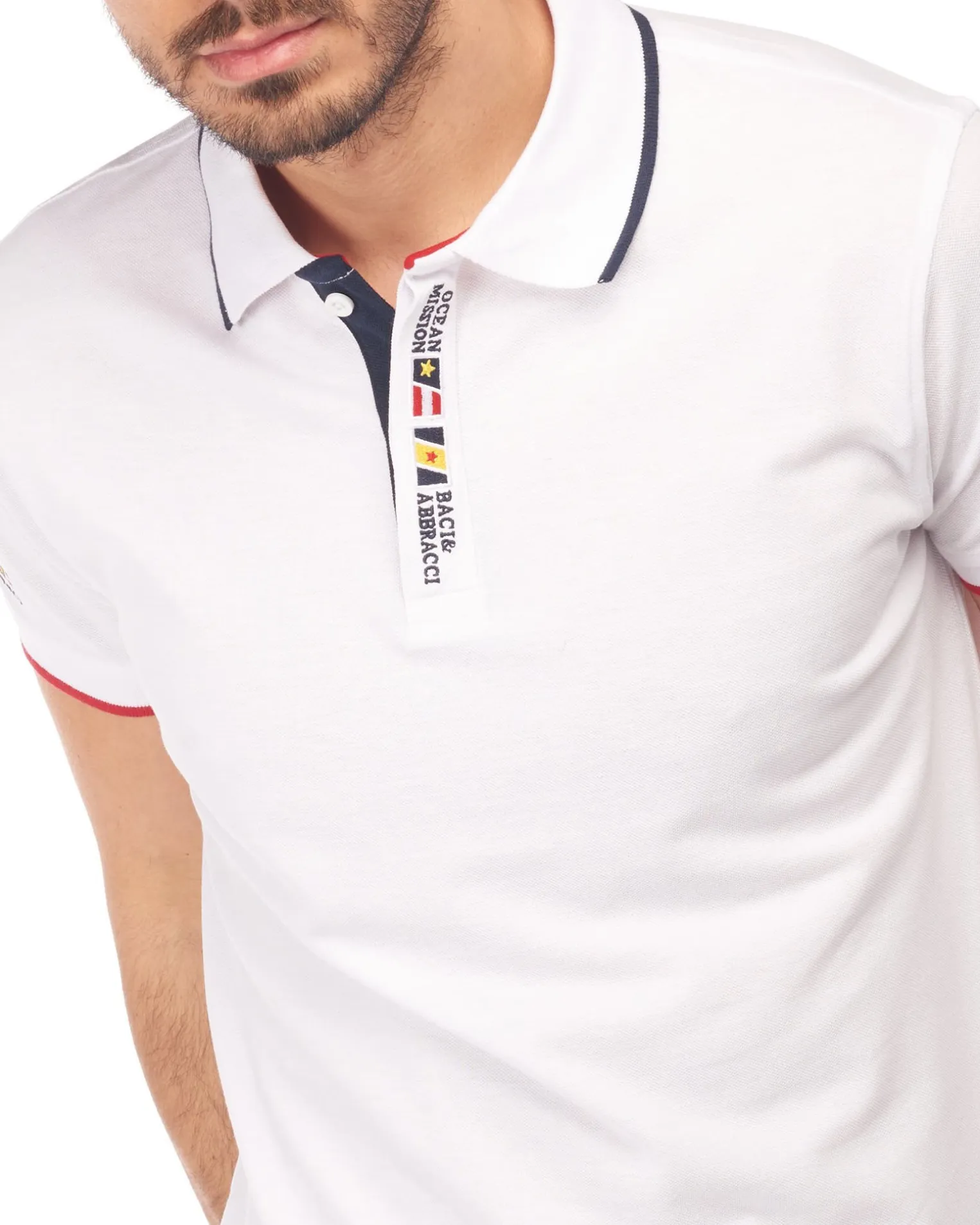 POLO MEZZA MANICA PIQUET RICAMO BANDIERA