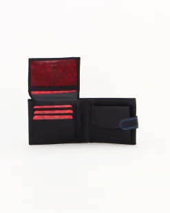 Portafoglio uomo blu  in VERA PELLE, con portaspicci, doppio scomparto banconote e chiusura con bottone  -You Young Coveri