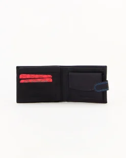 Portafoglio uomo blu  in VERA PELLE, con portaspicci, doppio scomparto banconote e chiusura con bottone  -You Young Coveri