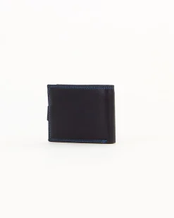 Portafoglio uomo blu  in VERA PELLE, con portaspicci, doppio scomparto banconote e chiusura con bottone  -You Young Coveri