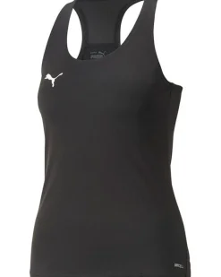 PUMA - Canotta da padel donna nera in tessuto traspirante con logo bianco