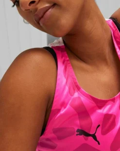 PUMA - Canotta da padel donna rosa in tessuto traspirante con logo nero