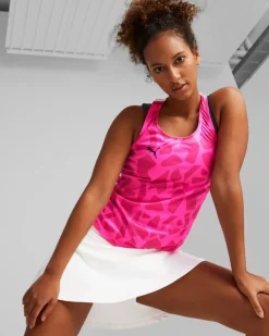 PUMA - Canotta da padel donna rosa in tessuto traspirante con logo nero