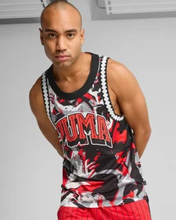 PUMA - CANOTTA ROSSA RIVAL RAGE AOP MESH TANK DA UOMO - 685449-03
