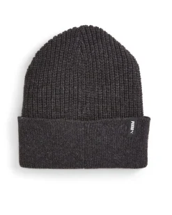 PUMA - Cappello invernale a coste nero con logo metallizzato