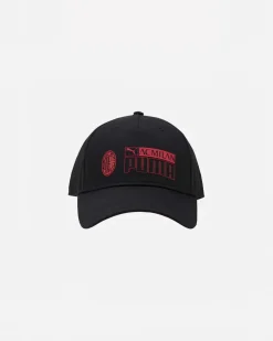 PUMA - Cappello nero e rosso con logo bianco Milan