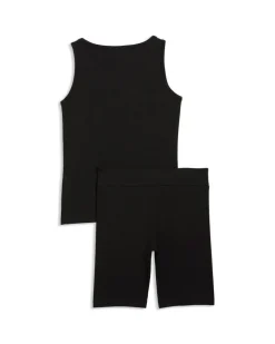 PUMA - COMPLETO SHORT + CANOTTA NERO JUNIOR ( 7-16 ANNI)ESSENTIAL ELEVATED RIB, 692477-01