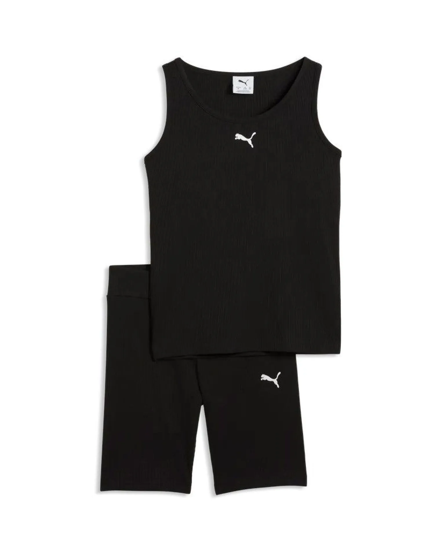 PUMA - COMPLETO SHORT + CANOTTA NERO JUNIOR ( 7-16 ANNI)ESSENTIAL ELEVATED RIB, 692477-01