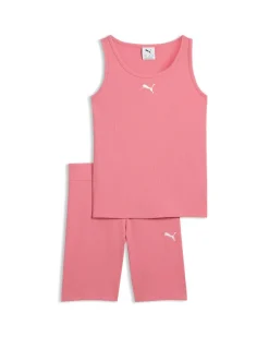 PUMA - COMPLETO SHORT + CANOTTA ROSA JUNIOR ( 7-16 ANNI)ESSENTIAL ELEVATED RIB, 692477-25