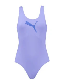 PUMA - Costume da bagno intero lilla con logo viola