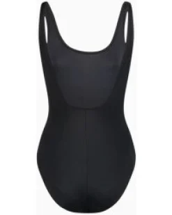 PUMA - Costume da bagno intero nero con logo bianco