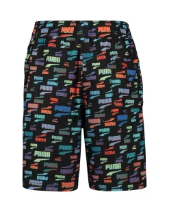 PUMA - Costume pantaloncino corto nero con stampa logo colorata