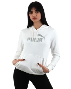 PUMA - Felpa bianca da donna con logo glitterato