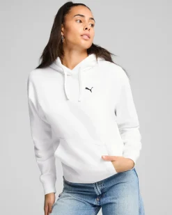PUMA - FELPA CON CAPPUCCIO BIANCA ESSENTIAL COMFORT HD FL DA DONNA, 682384-02
