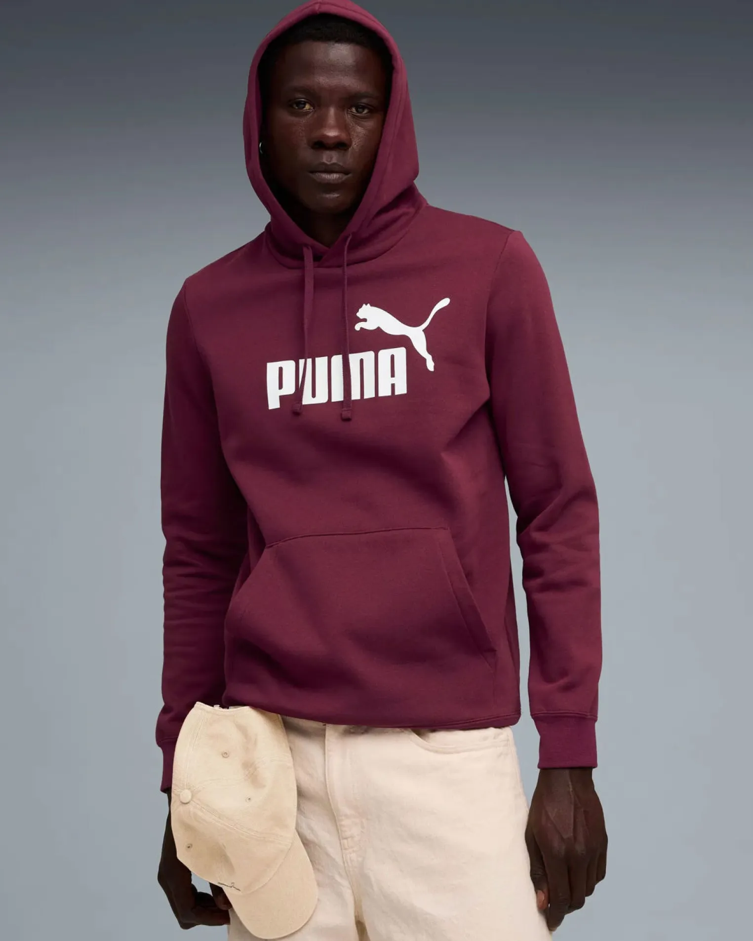 PUMA - FELPA CON CAPPUCCIO BORDEAUX ESSENTIAL N.1 LOGO HD - DA UOMO, 682571-96