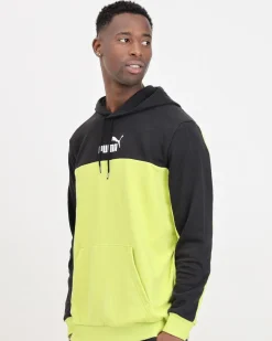 PUMA - FELPA CON CAPPUCCIO DA UOMO ESS+BLOCK HD TR BLACK-LIME - 847428-38